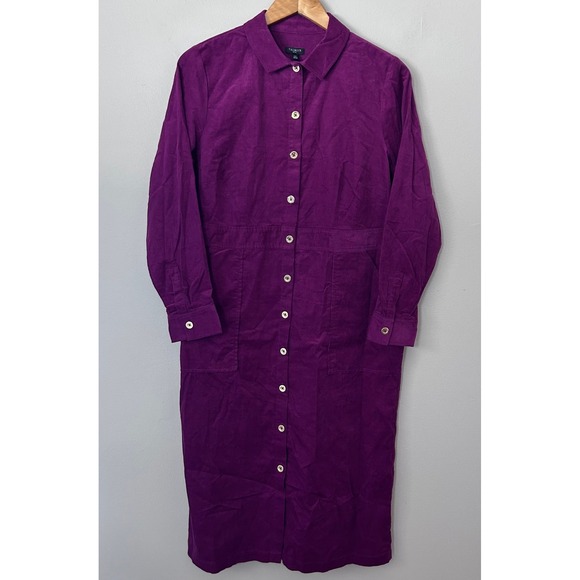 Talbots Dresses & Skirts - Talbots Shirt Dress Womens 12P Purple Corduroy Button Front Long Sleeve NWT